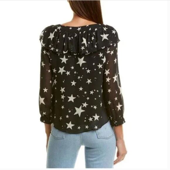 FARM RIO Stardust Blouse Sheer Ruffle Neck - Size S - Picture 4 of 9